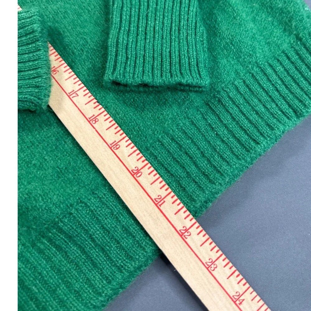 Lands' End Green Wool Sweater Made in Scotland Vintage 90s Crewneck Size 6 8 M